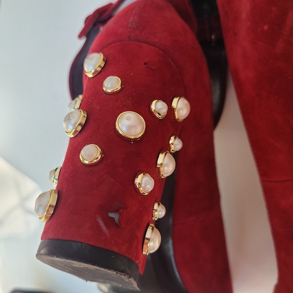 Stuart Weitzman 'Pearl Clarisa' Suede Ankle Strap Block Heel Pump FIXRUP 39 - Picture 6 of 9